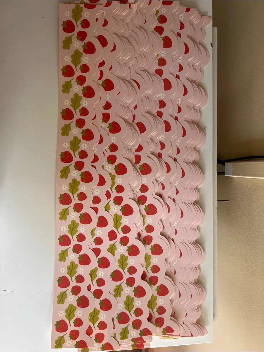 Pink Strawberry Scalloped Bulletin Classroom Border - School Decor